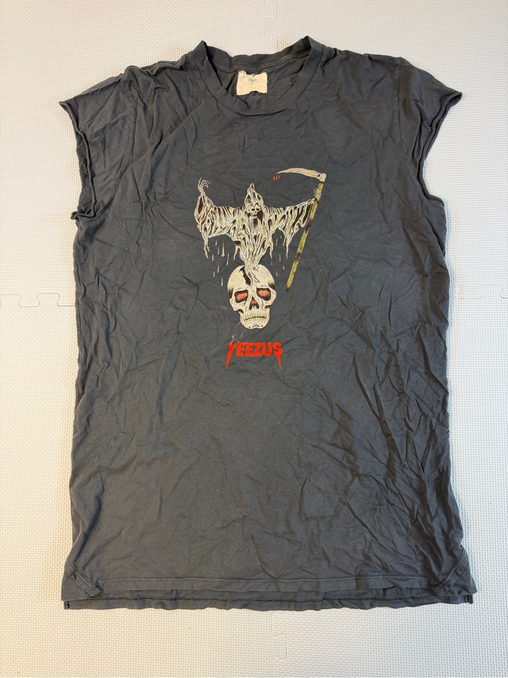 Yeezy Black Graphic Sleeveless Skull Tank with Red Accent